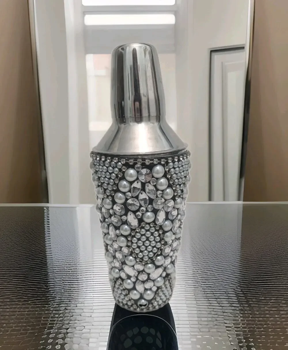 Coctail Shaker Pier One Beaded Pearl Silver Entertaining Party Barware Glam